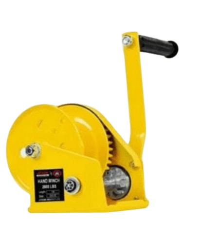 Hand Winch - Steel Build, Yellow, 1200lbs Capacity | Manual Operation, Smooth Winding, Durable Compact Design
